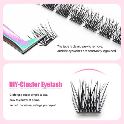 DIY 144 Cluster Lashes – Natural C/D Curl Individual Mink Eyelashes, Free Shipping, Home Makeup Supplies