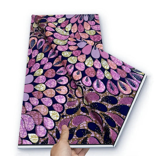Grand African Glitter Wax Fabric - 6 Yards Soft Cotton Ankara Print Material for Nigerian Clothing