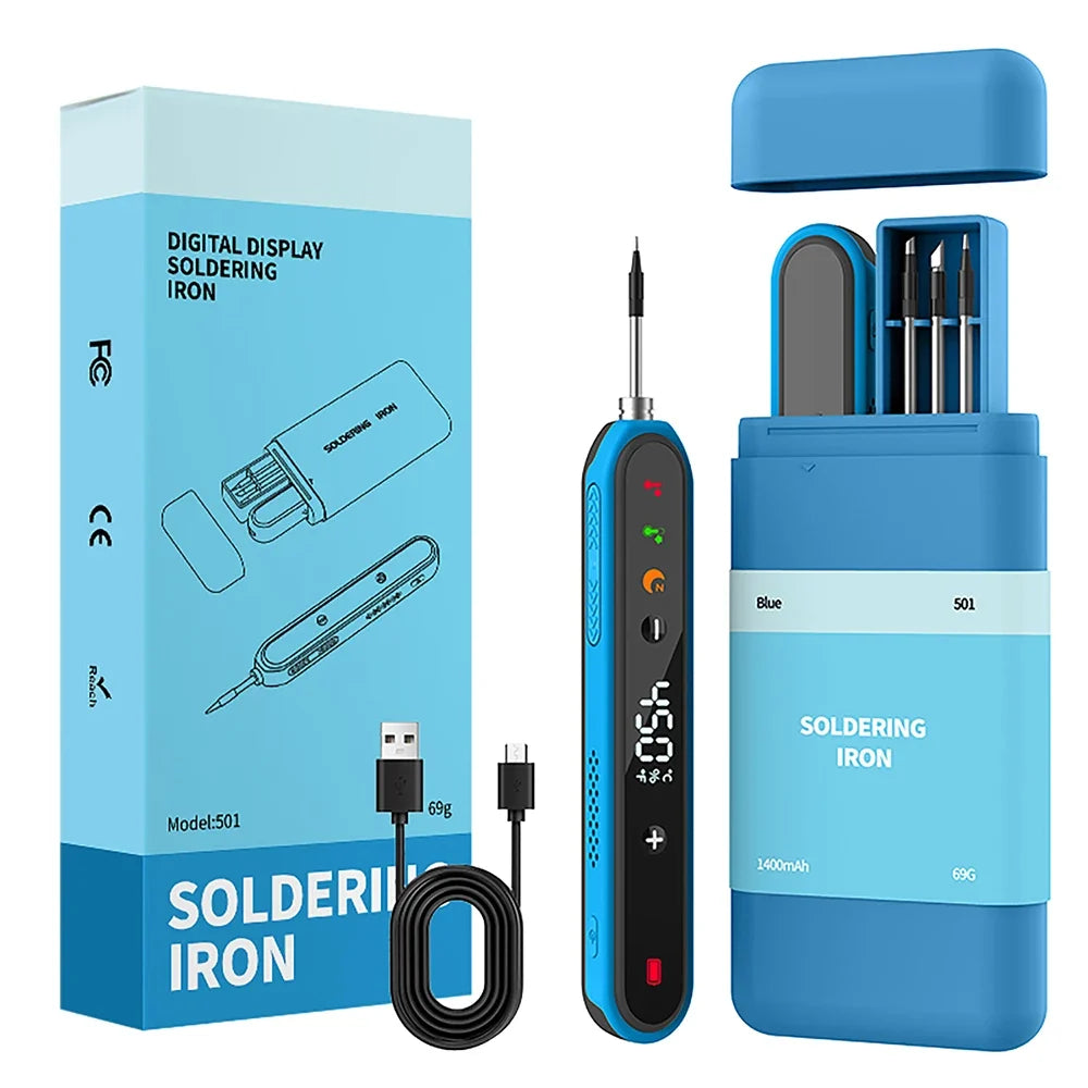 Type-C Digital Soldering Iron Kit - Adjustable Temperature Mini Electric Repair Tool with Fast Heating