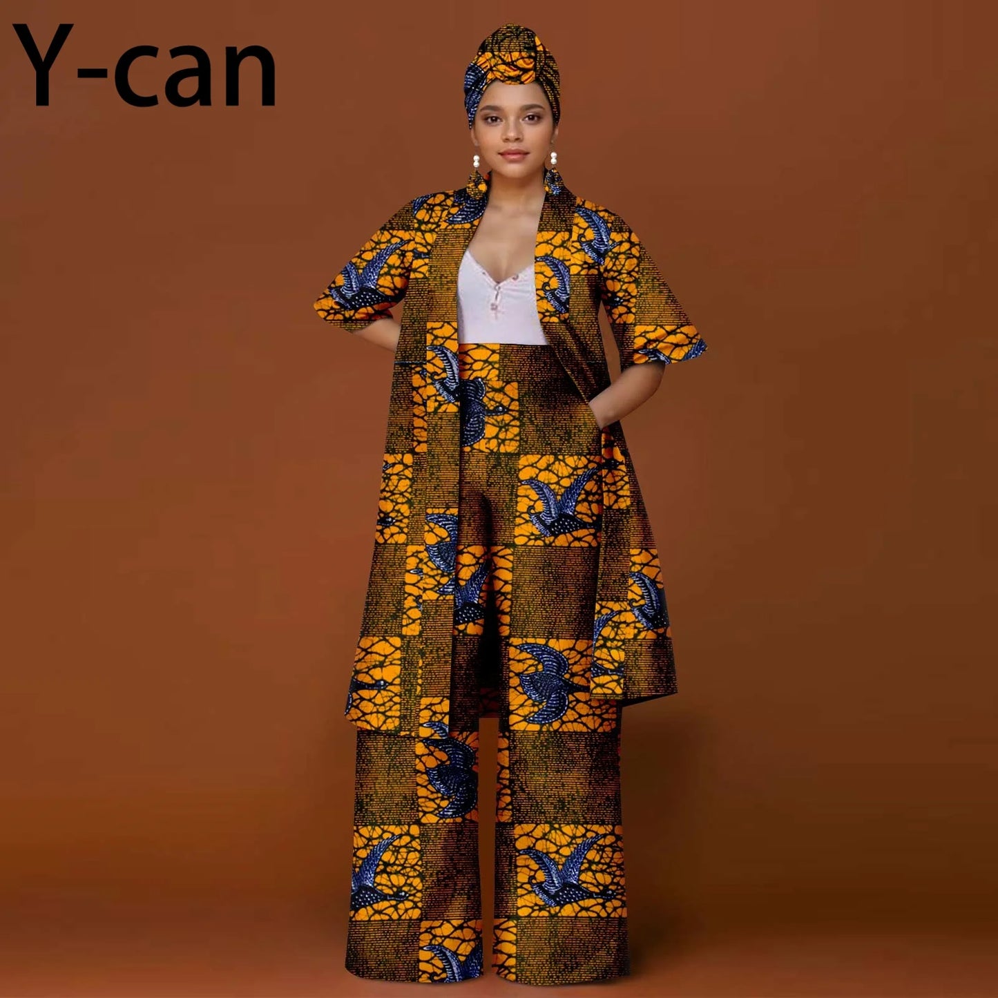 African Ankara 2-Piece Suit Set for Women - Traditional Print Jacket & Pants for Office, Business & Party Wear