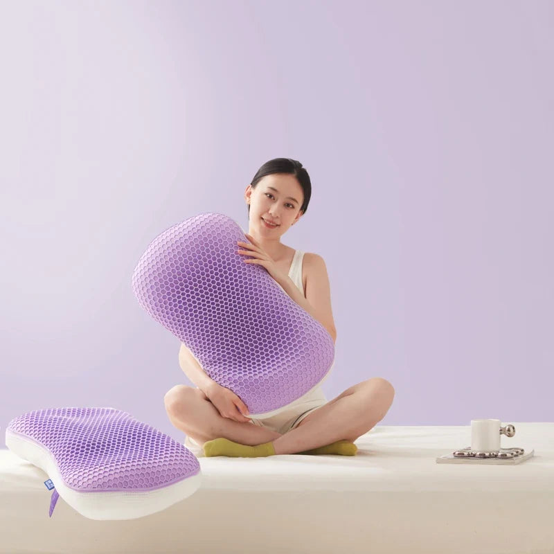 TPE Kinitt Cotton Cervical Pillow - Ergonomic Zero Pressure Curve Neck Support Pillow for Comfortable Sleep & Neck Care