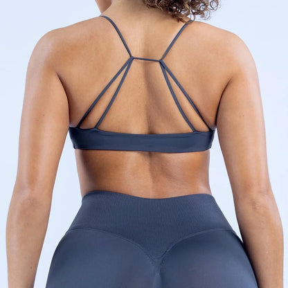 Vision Twist Front Sports Bra - High Support Seamless Women’s Yoga Workout Fitness Bra with Push Up Design