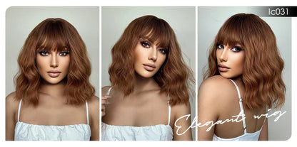 CharmSource Pink BOBO Short Synthetic Wig – Natural Wavy Heat Resistant Hair Wig for Women, Party & Daily Wear