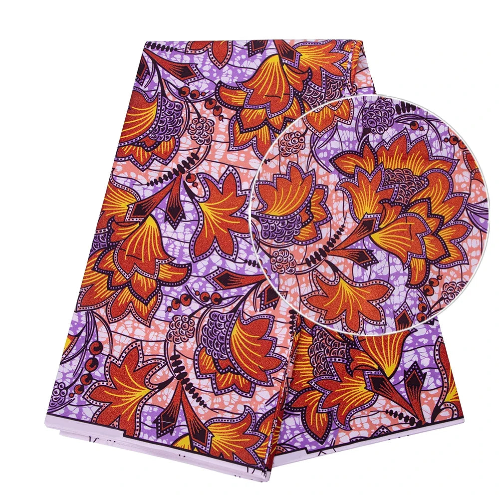 Nigerian Golden Super Ankara Fabric - Glitter Wax Batik Print for Sewing & Crafts
