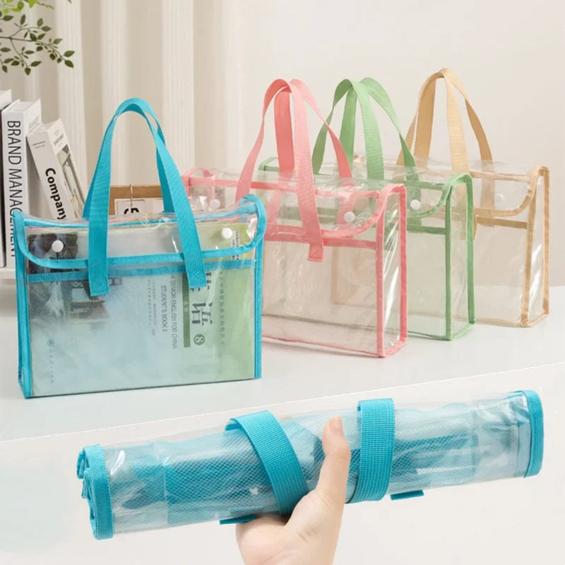 Transparent PVC Exam Bag - Large Capacity Waterproof Study Pouch for School Test Papers, Documents & Stationery Storage