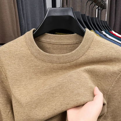 Men's Casual Diamond Pattern Sweater - Round Neck Long Sleeve Knitted Fashion Pullover Versatile Top