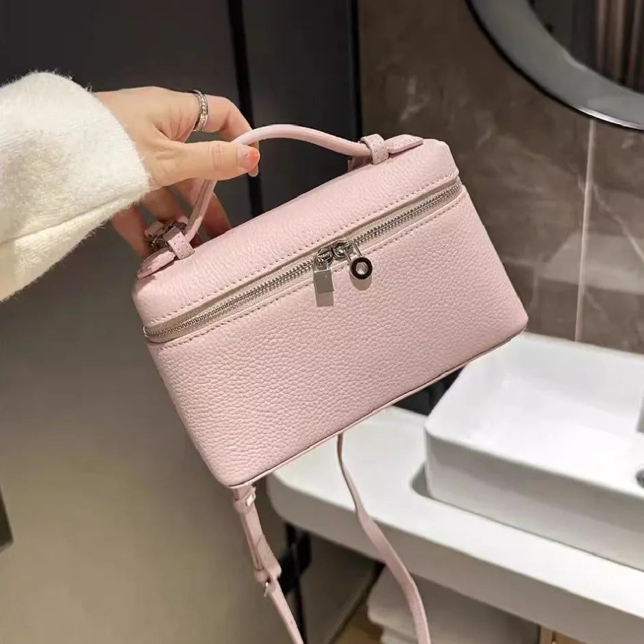 Lychee Grain Mini Shoulder Bag - Elegant Women’s Fashion Crossbody Handbag with Lunch Box Style Design