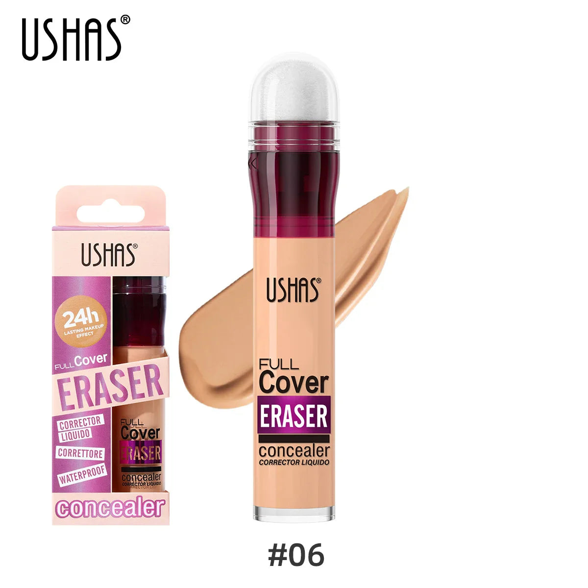 USHAS Sponge Head Concealer – Black Circles, Tear Marks, Acne & Skin Imperfections Waterproof Foundation Makeup Eraser
