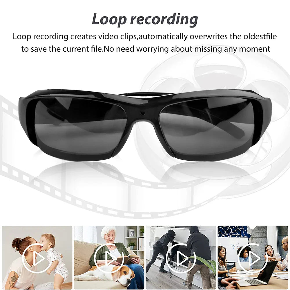 Portable 1080P HD Mini Glasses Camera — Wearable Sunglasses Video Recorder for Outdoor Sports, DVR & Surveillance