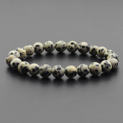 8mm Natural Stone Beaded Bracelet - Black Onyx Lava Tiger Eye Agate Quartz Chakra Yoga Energy Jewelry for Men & Women