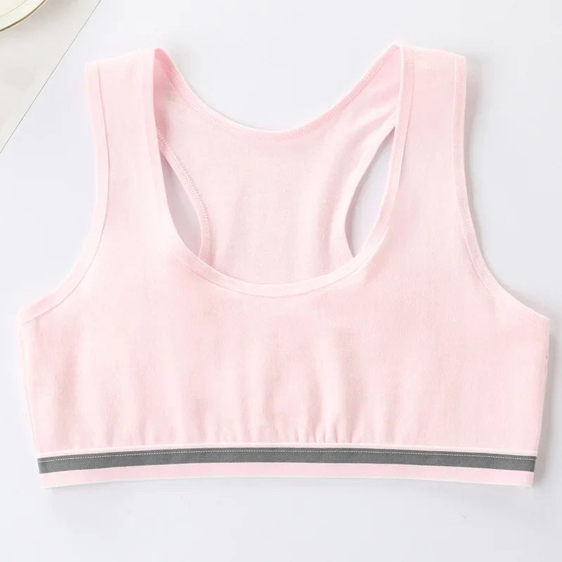 4Pcs Girls Cotton Training Bra Set - Wireless Puberty Underwear Vest Camisole for Kids & Teenage Girls