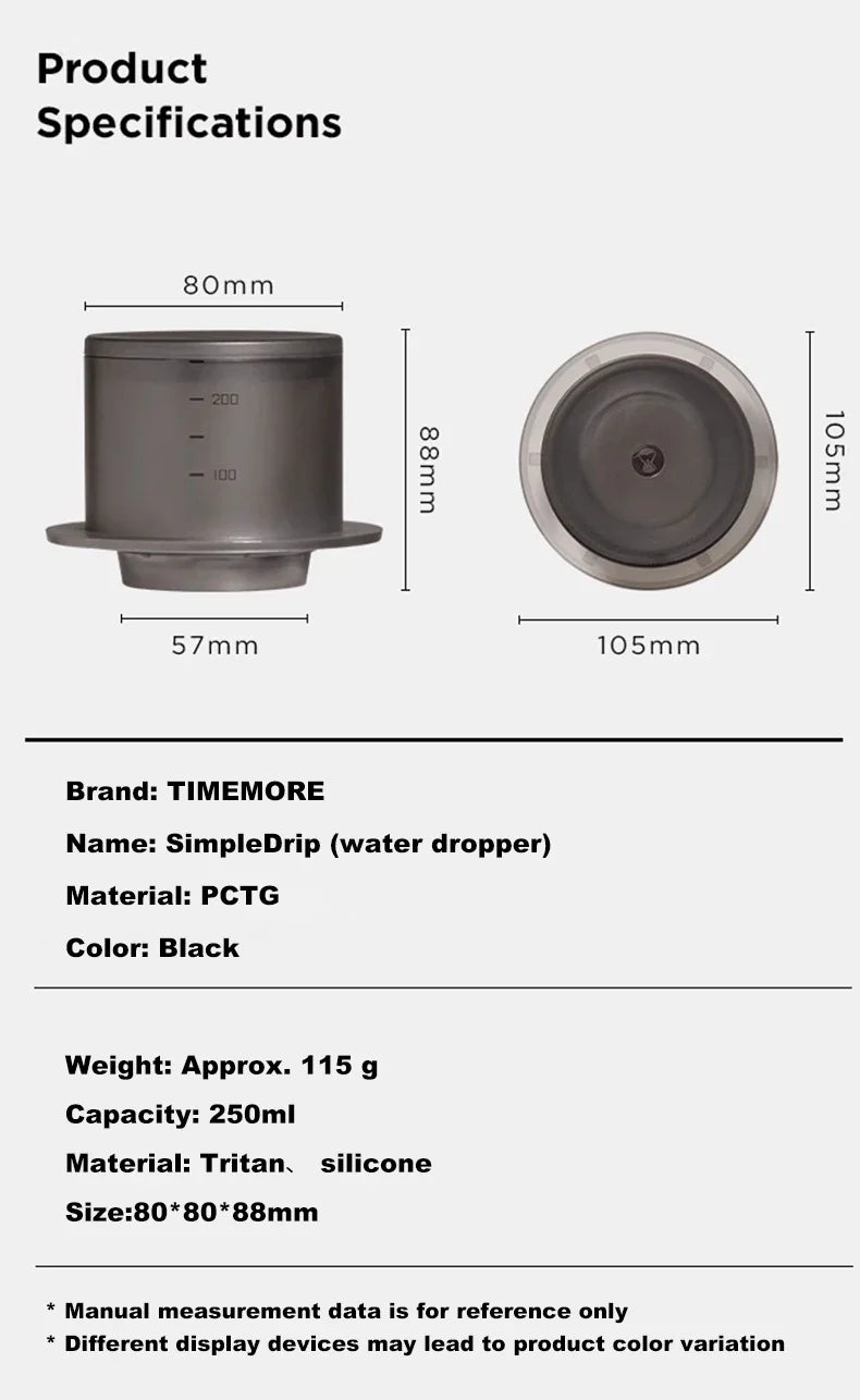 TIMEMORE SimpleDrip Water Dropper — 13-Hole Lid for Uniform, Stable Water Flow