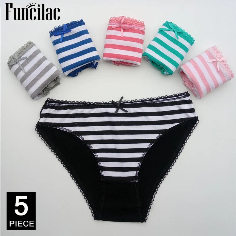 5 Pcs Women’s Cotton Panties Set - Soft Bikini Briefs Sexy Ladies Underwear Comfortable Everyday Briefs