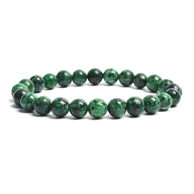 Natural Stone Bead Bracelet - Amethyst Crystal Quartz Aquamarine Jade Agate Elastic Bangle Jewelry for Women & Men