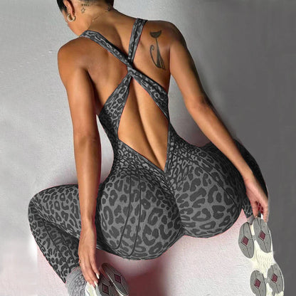 Women’s One-Piece Pad Jumpsuit Yoga Set – Flared Scrunch Workout Pants & Trendy Activewear XP10