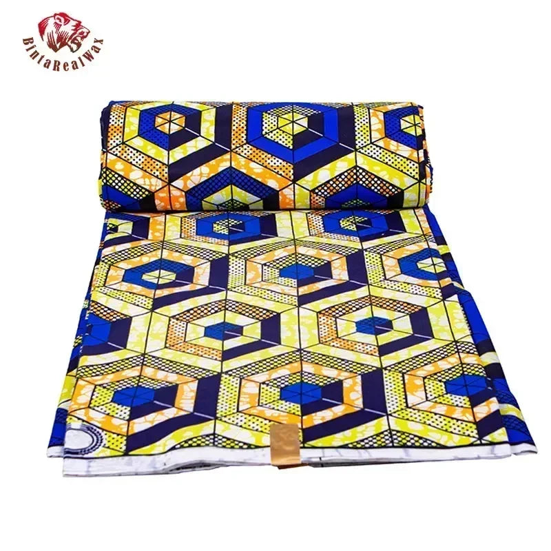 BintaRealWax Geometric Ankara Fabric - Polyester Sewing Cloth by the Yard FP6258