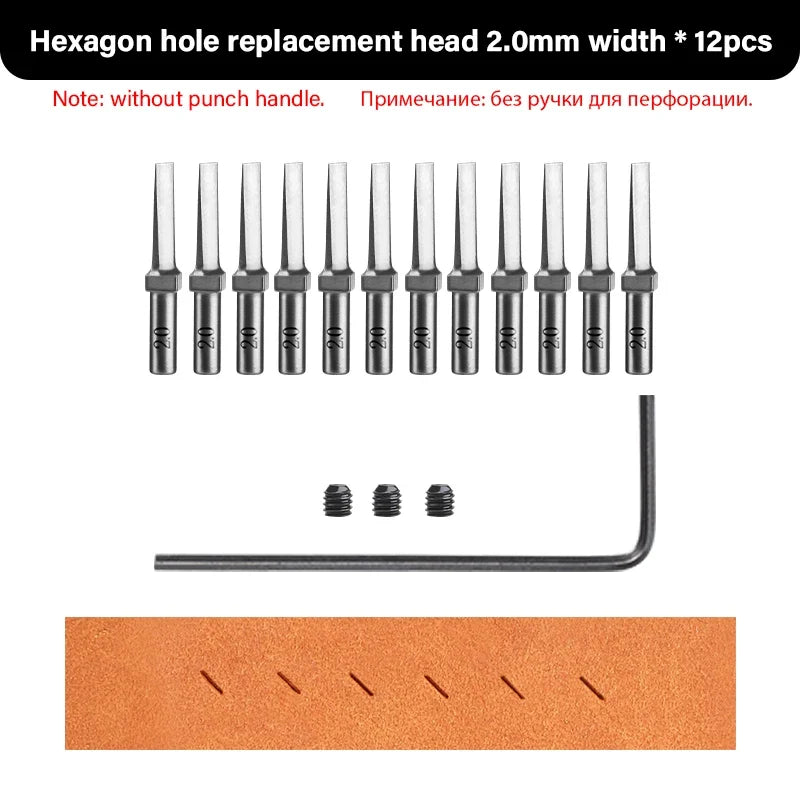WUTA Leather Hole Punch Tool - Multifunctional Round Pricking Iron with Interchangeable Heads for Leather Craft & Stitching