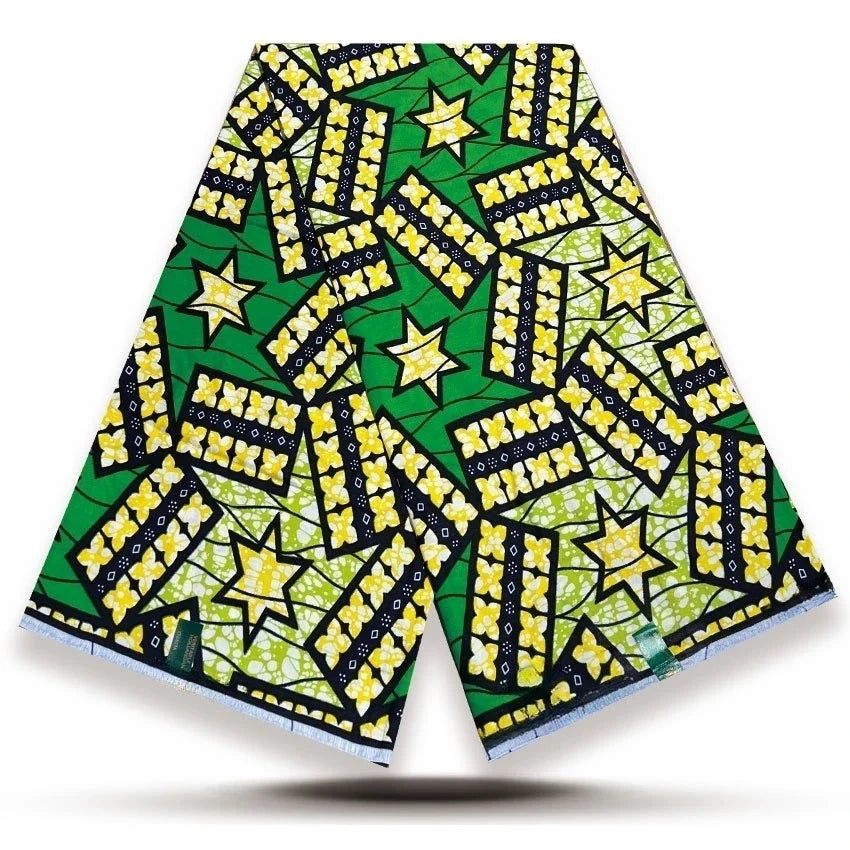 Original African Wax Print Fabric - 6 Yards Soft 100% Cotton Nigerian Ankara Pagne Batik Material