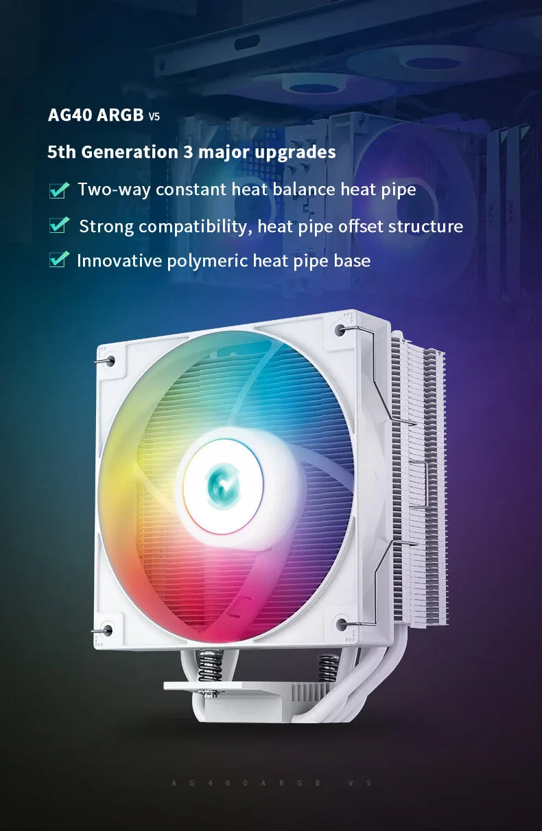 DEEPCOOL AG400 ARGB Air Cooler — 4 Heat Pipe CPU Cooler with PWM for Intel LGA1700/1200/115X & AMD AM4/AM5
