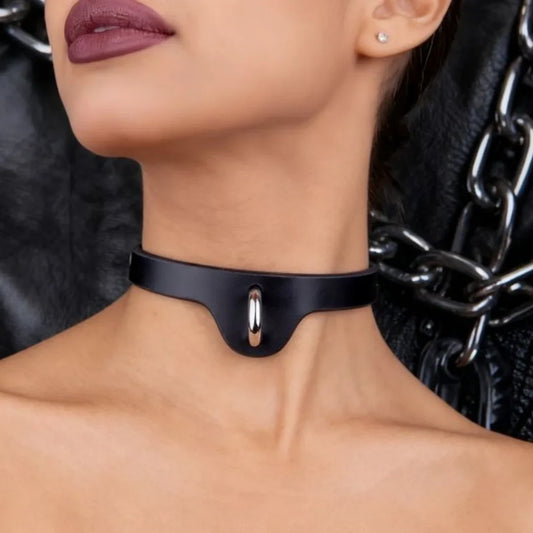 UYEE Harajuku PU Leather Punk Choker Necklace – Gothic Y2K Style Adjustable Collar Belt Pendant Jewelry for Men & Women
