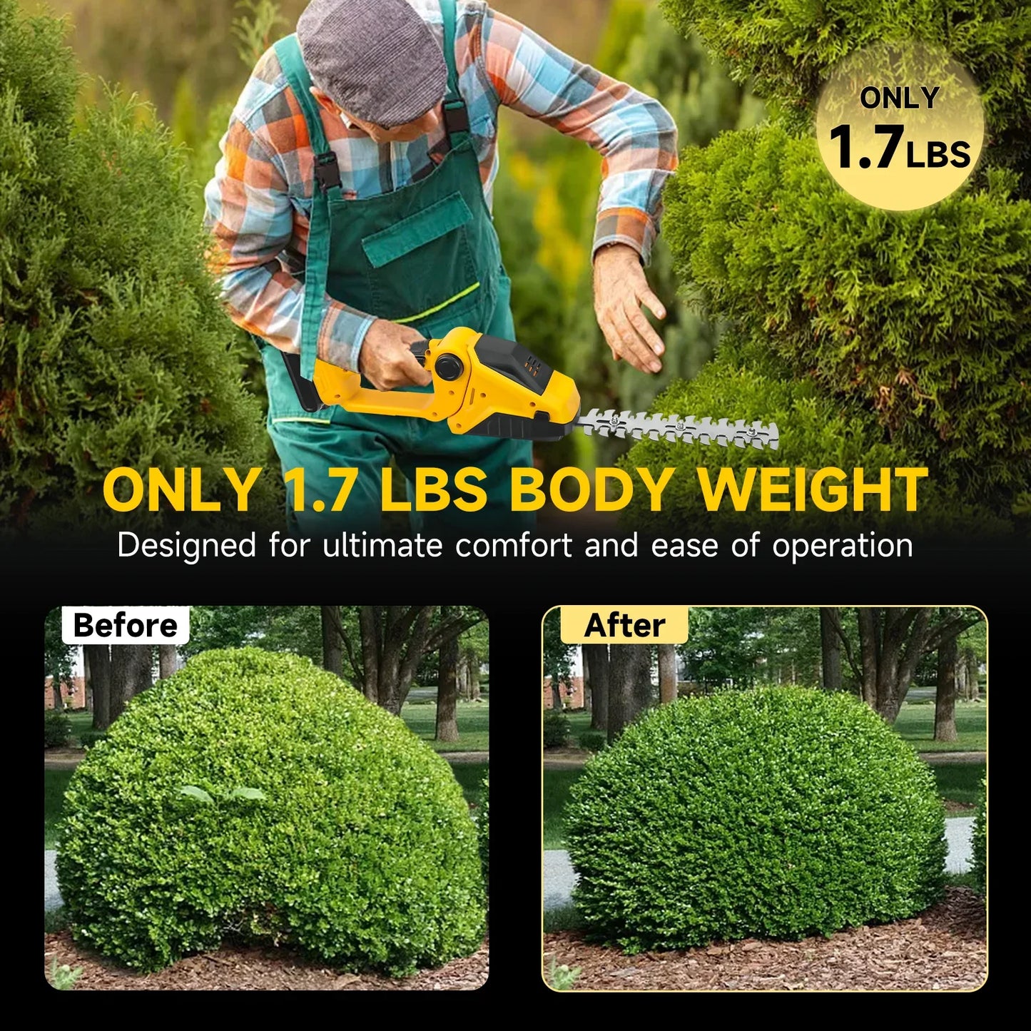 2-in-1 Cordless Hedge Trimmer & Grass Shears for DeWalt 20V Battery – Handheld Electric Garden Tool (Battery Not Included)