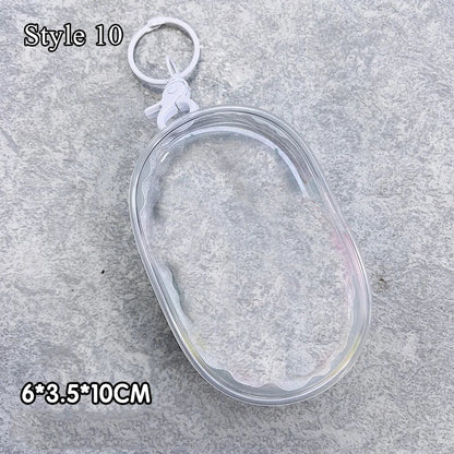 Transparent Jewelry Organizer Box – Plastic Storage Pouch with Keychain, Dustproof Case, Cute Doll Bag for Accessories