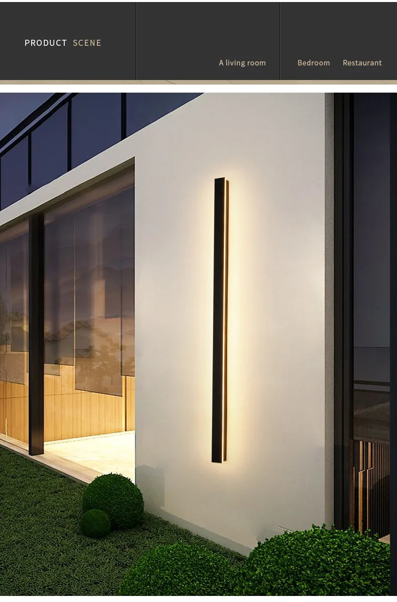 Waterproof Outdoor Wall Light – LED Garden Lamp, Modern Nordic Style for Living Room & TV Background, IP65, 110/220V Wall Washer