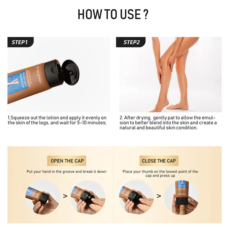 Waterproof Long-Lasting Leg Makeup Lotion — Medium Bronze Body Foundation & Tanning Cream for Even Skin Tone