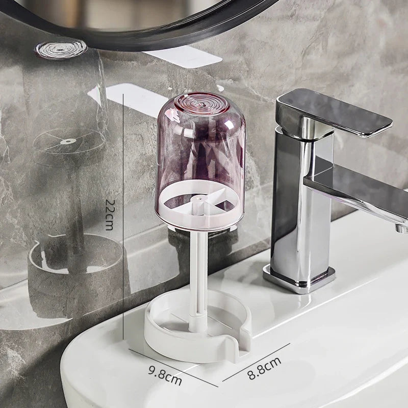Bathroom Toothbrush Holder - Dust Cover Drainage Organizer with Multifunctional Toothbrush and Cup Storage