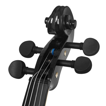 4/4 Full Size Violin - Solid Wood Black Acoustic Violin Set with Case, Bow, Rosin, Tuner, Strings & Shoulder Rest for Beginners