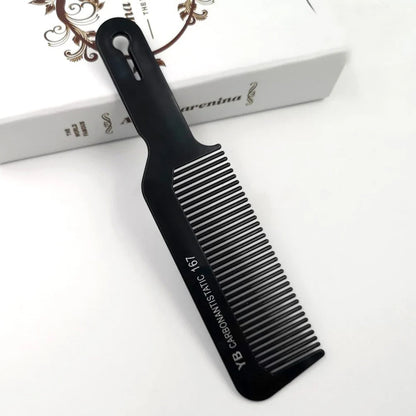 Black Flattop Hair Cutting Comb – Wide Tooth Professional Barber Hair Clipper & Salon Hairdressing Carbon Comb for Men