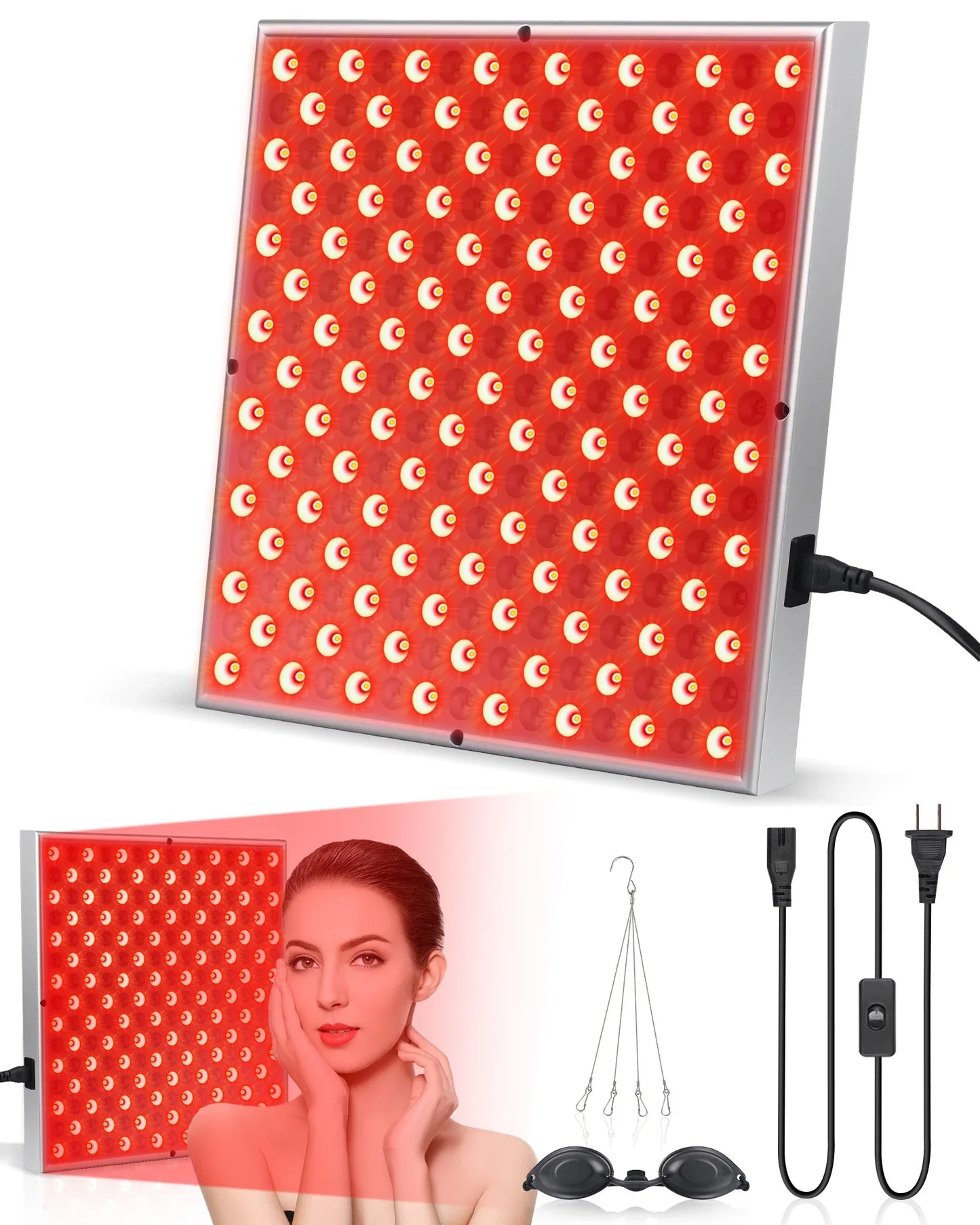 45W LED Red Light Therapy Panel – 225 LED Lamp for Anti-Aging Facial Skin Care, Body Pain Relief & Physical Therapy