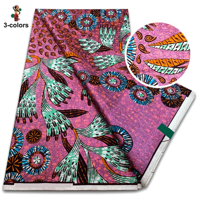 Premium Gold Print Pagne Fabric - 100% Cotton African Real Wax Ankara Grand SUP Nigerian Fabric