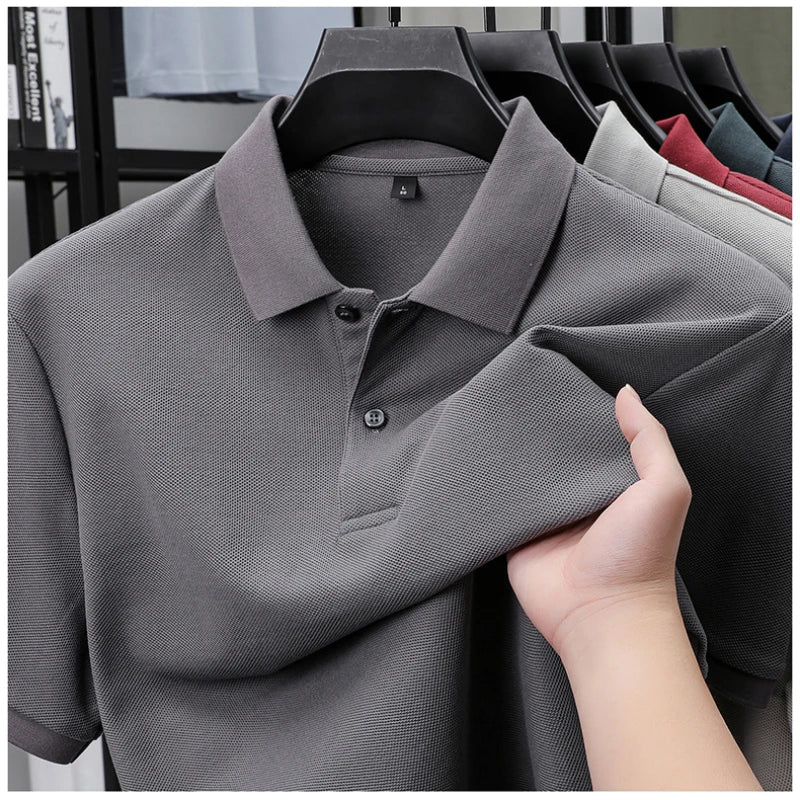 Men's 100% Cotton Polo Shirt - Breathable Summer Golf & Business Casual Tee with Silk-Like Finish