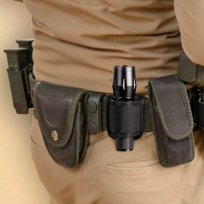 Tactical Flashlight Holder - Nylon Duty Belt Torch Pouch Open Top Carry Case for Camping, Hiking & Outdoor Activities