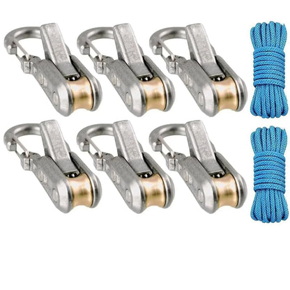 Rope Tying Tool & Tensioner - Heavy Duty Retractable Buckle with Roller for Camping, Hiking & Outdoor Gear
