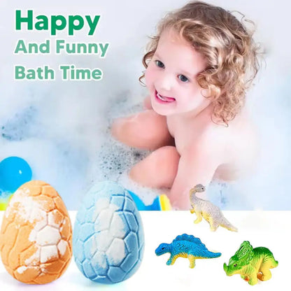 Kids Dinosaur Bath Bomb Set - 6PCS Fizzy Spa Eggs with Surprise Toys Inside for Fun Bath Time Gifts