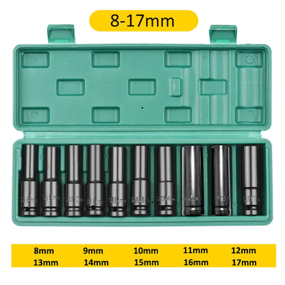 1/2-Inch Drive Impact Socket Set - 6-Point Metric Carbon Steel Sockets with Storage Case