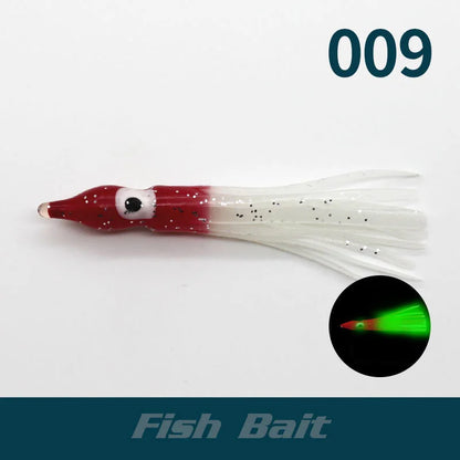 PRO BEROS 5Pcs Luminous Octopus Fishing Lures - Silicone Squid Skirts Glow Bait for Tuna Trolling & Sea Jigging