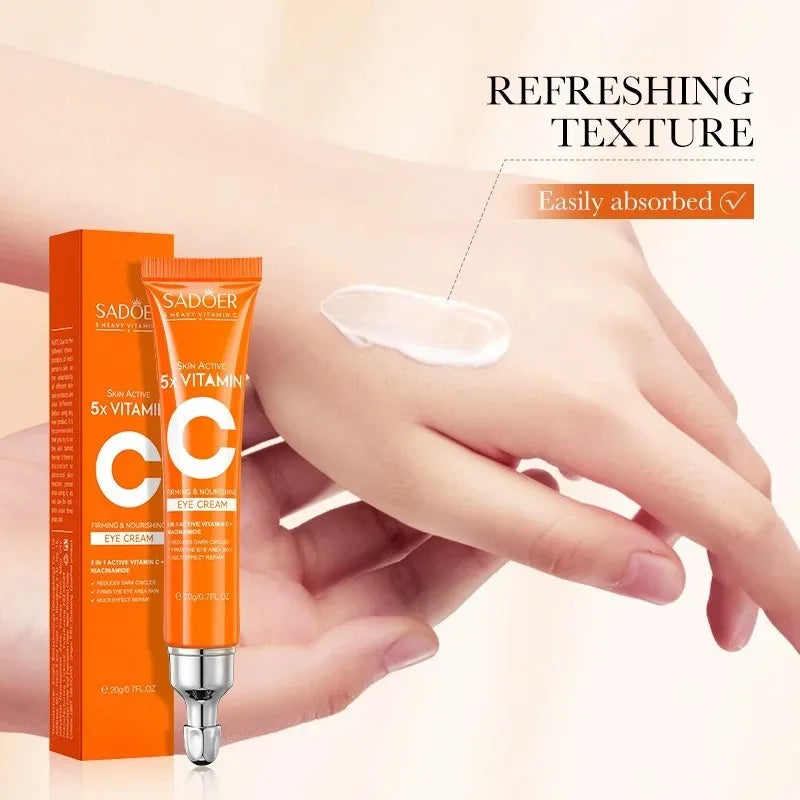 SADOER Vitamin C Eye Cream - Anti Dark Circle, Eye Bag Removal & Brightening Moisturizing Skincare Treatment