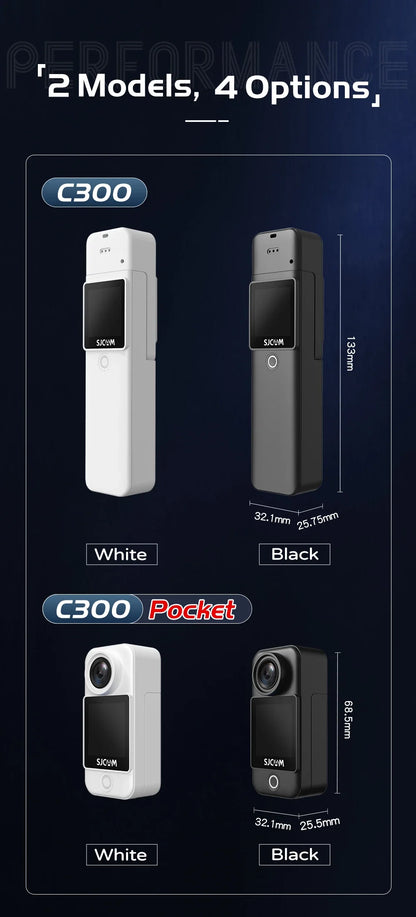 SJCAM C300 4K Action Camera – 30FPS Pocket Sports Cam with 6-Axis GYRO Stabilization, Long Battery, 5G WiFi, and Remote Control