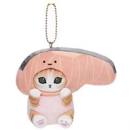 Hot Kawaii Plush Keychain Pendant — Mofusand Shark Cat & Cross-Dressing Hello Kitty/Kuromi Backpack Charm