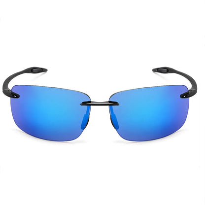 JULI The Matrix Classic Sports Rimless Sunglasses for Men - Orange Rectangle Ultralight Frame, UV400 Protection Driving Eyewear (MJ8009)