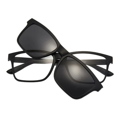 6-in-1 Polarized Magnetic Clip-On Sunglasses – Men & Women Sun Glasses with Frame & Bag