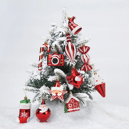 Christmas Tree Hanging Ornament – Red & White Candy Cane Pendant for Xmas, Home Decor & New Year 2024