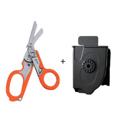 Folding Trauma Scissors - Emergency Rescue Cutter with Glass Breaker for Outdoor Use