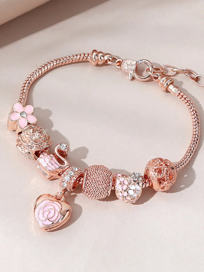 Fashion Multi-Element Rose Love Swan Family Bracelet – Daily Jewelry Accessory for Parties & Gifts