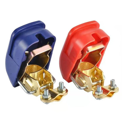 2Pcs Car Battery Terminal Connectors - Quick Release 12V 24V Positive & Negative Cable Ends for SAE/JIS Batteries