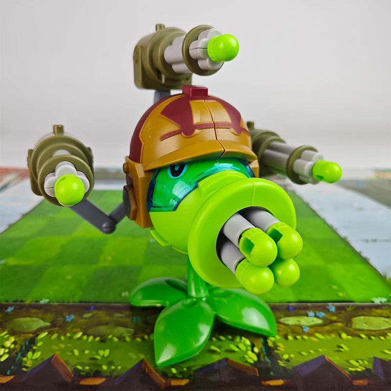 Plants vs Zombies Gatling Pea Shooter & Egyptian Zombie Toy Set – Full Game Scene Figures for Kids Gift