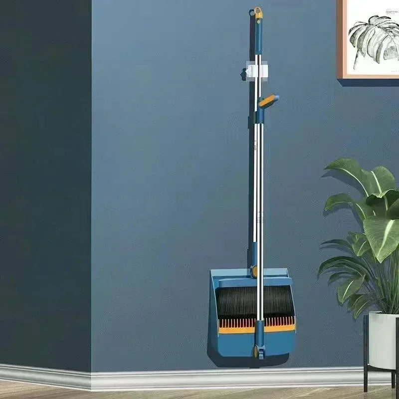 Household Broom & Dustpan Set - Foldable Sweeping Brush with Adjustable Handle and Garbage Shovel